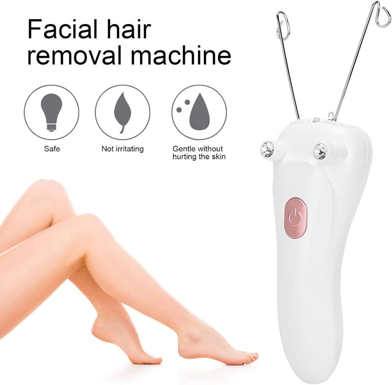 Sunicon Ladies Facial Hair Remover, Electric Facial Hair Remover for Women USB Rechargeable Thread Epilator Cotton Threading Hair Removal with Cotton Thread and Pearl Powder for Face Arms Legs(Pinks) - Image 4